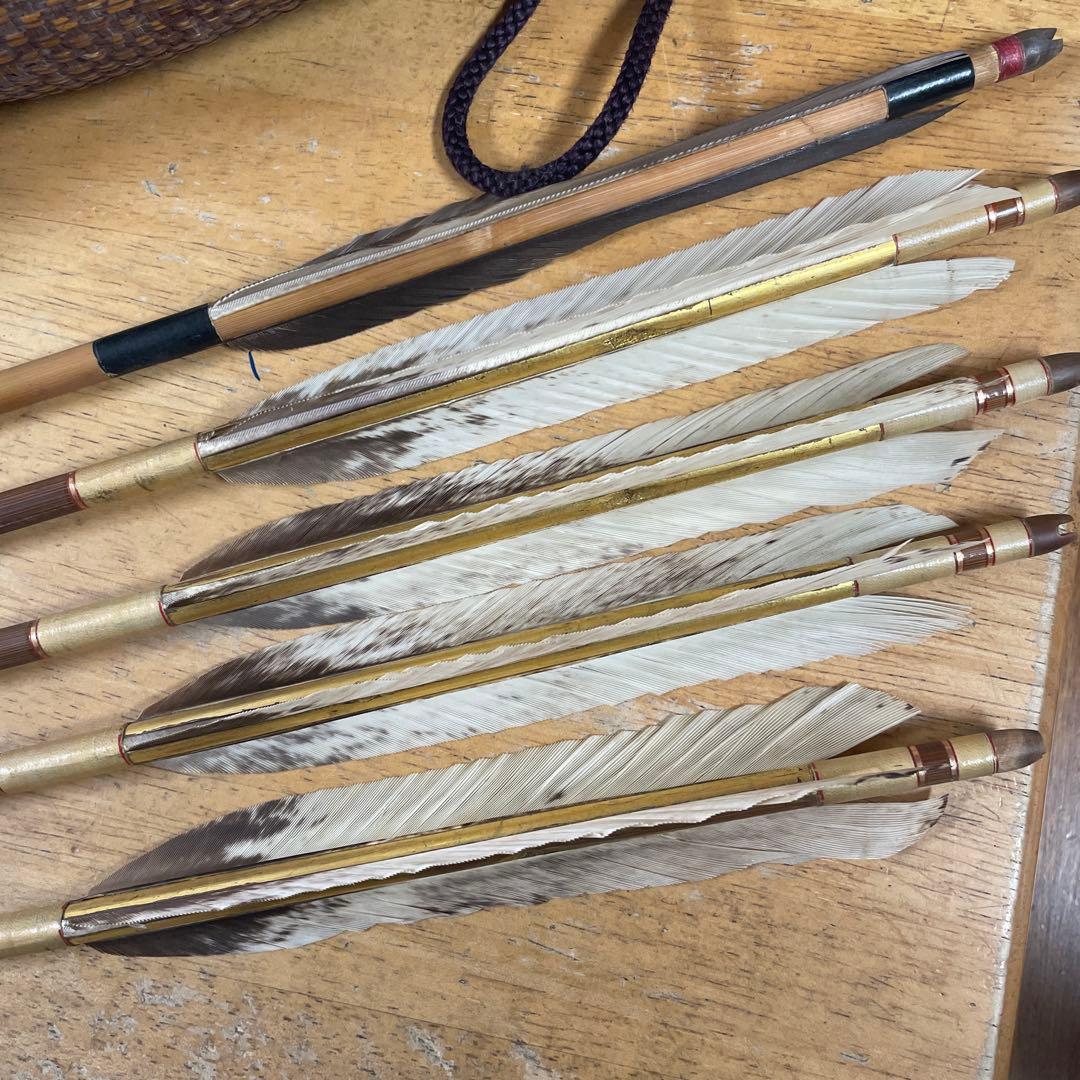 竹製矢筒と矢4本セット　弓道　竹矢