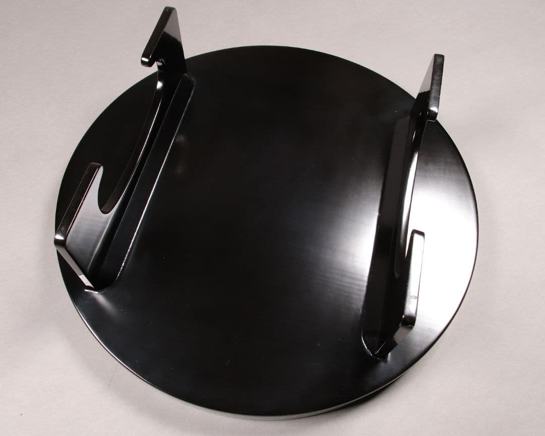 M851/ 木製漆器 草花絵変蒔絵 足付円形膳 五客 根来 黒塗 / 丸輪島加賀