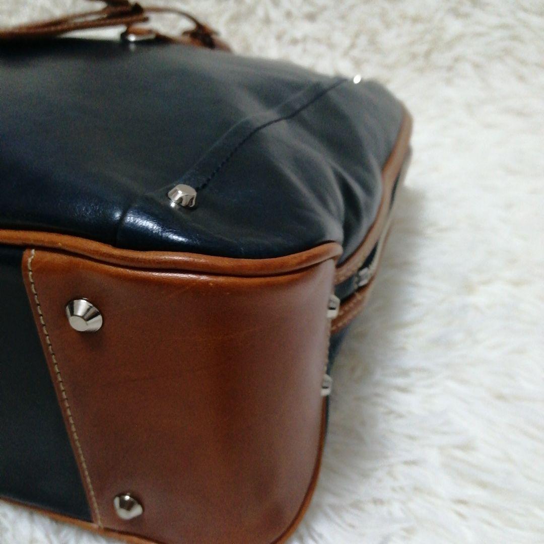 キーファーノイレザー ビジネスバッグ ネイビー ブラウン