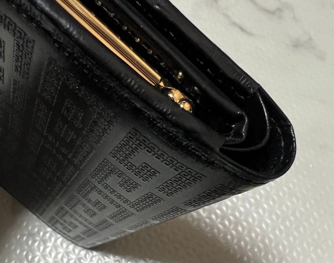 レア品 ジバンシー GIVENCHY ヴィンテージ 折り財布 総柄 ガマ口 黒