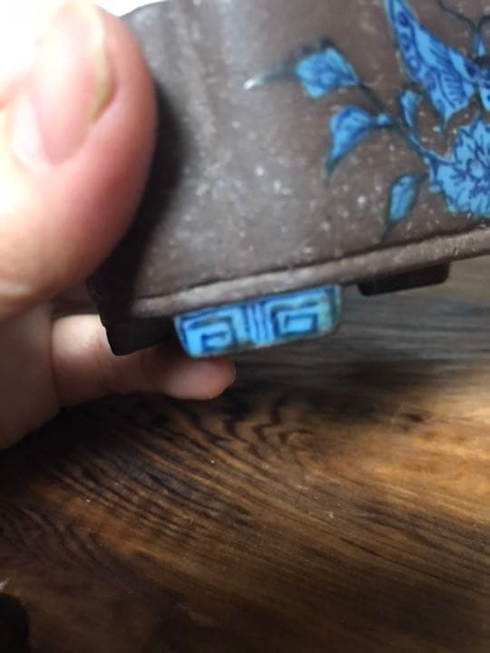 盆栽鉢 時代 陶翠 彩交趾黒泥隅入長方鉢