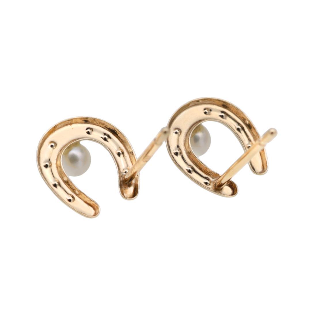 幸せをキャッチするバテイ・淡水真珠デザインピアス K10YG 幸せを