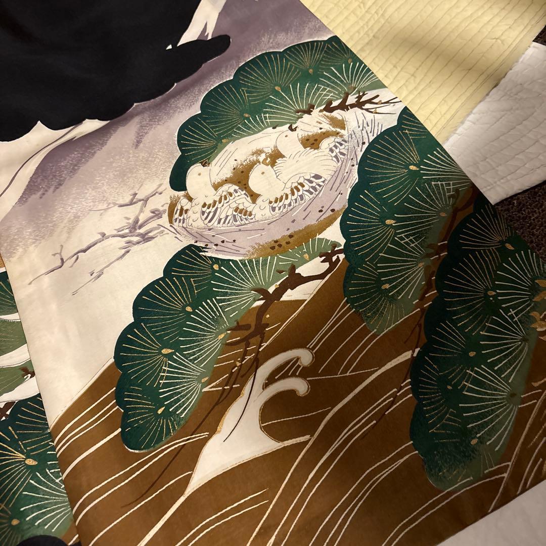 骨董品 ヴィンテージ 50年前 男の子 七五三 お宮参 伝統的な鶴デザインの着物