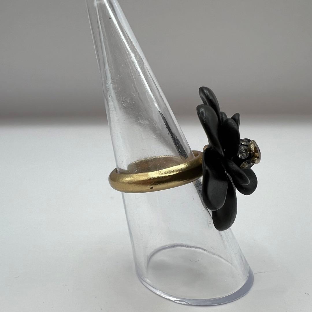 【極美品】シャネル リング 13号 ココマーク カメリア ラインストーン 02A