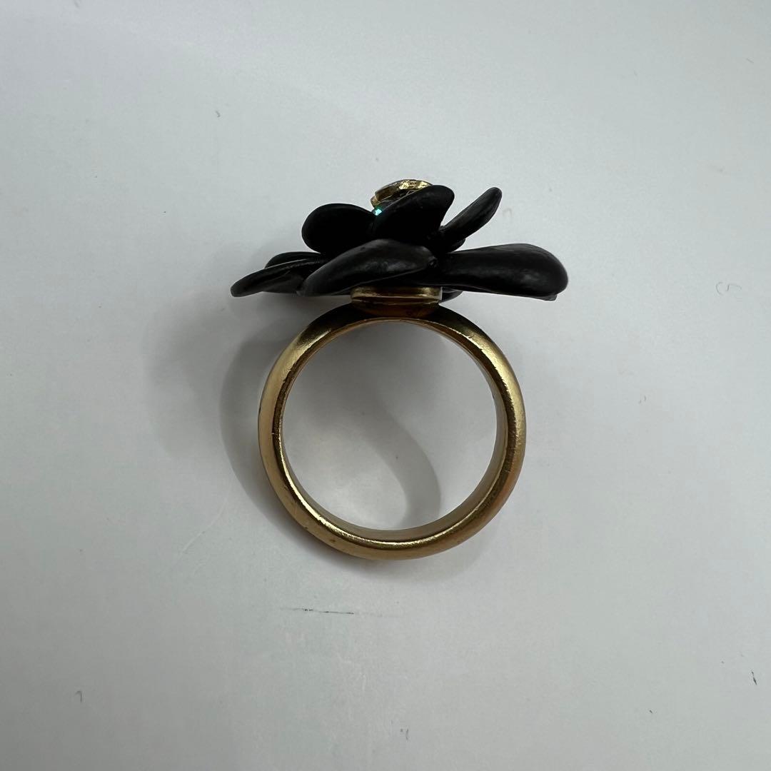 【極美品】シャネル リング 13号 ココマーク カメリア ラインストーン 02A