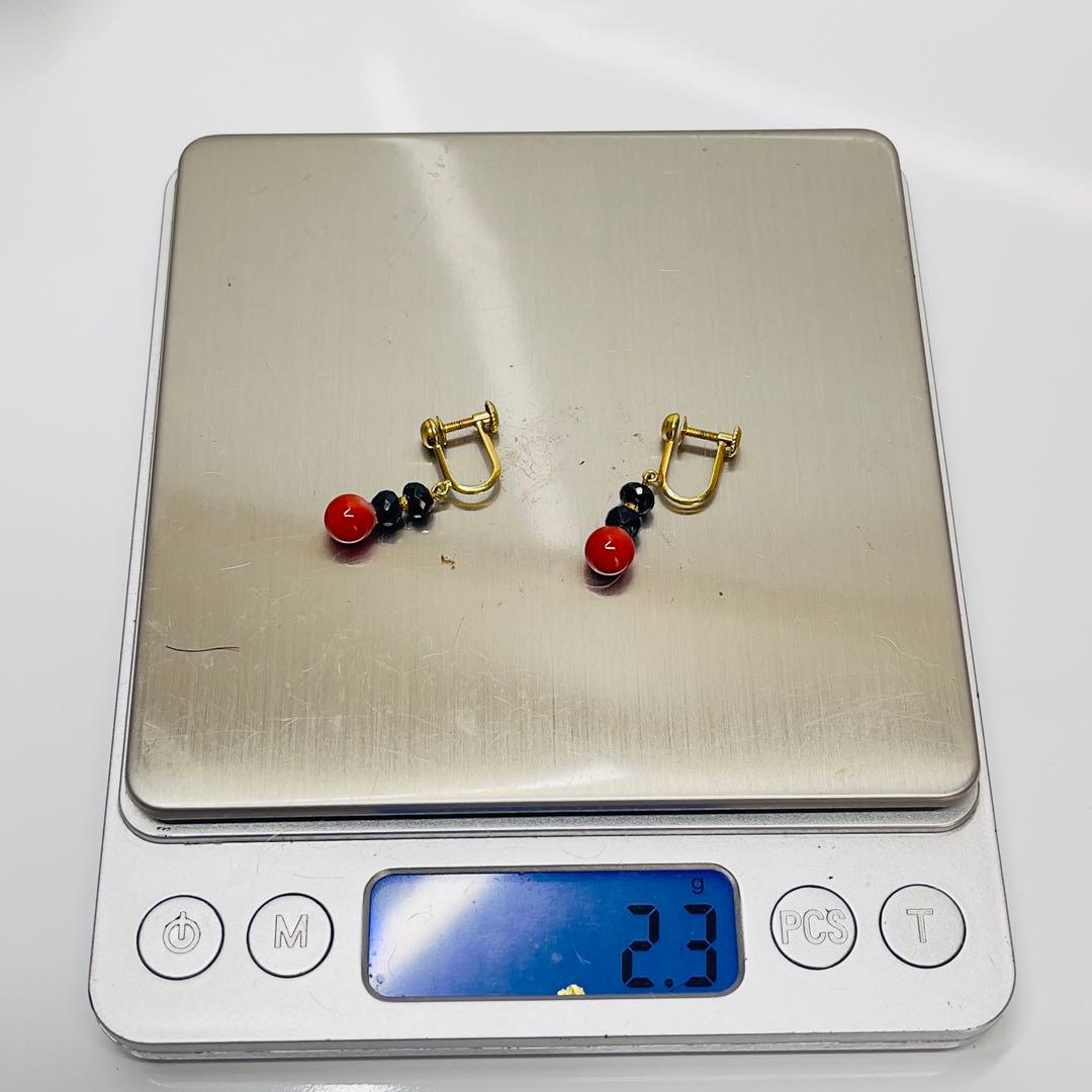 W*k様 【土佐名産】天然血赤珊瑚とブラックトルマリンK18イヤリング 2026