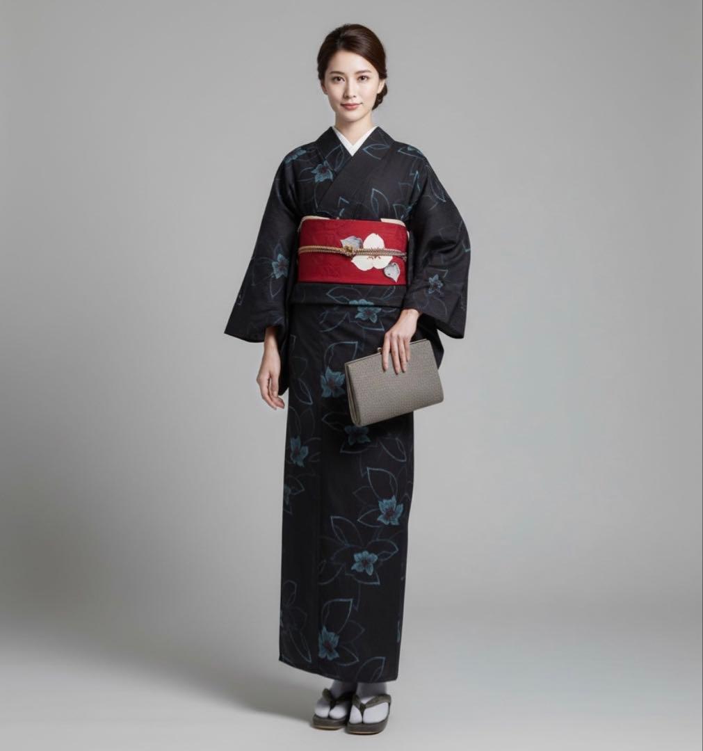 オ正絹 大島紬 袷 小紋 フルセット シックで粋な一枚 目立つ汚れなし