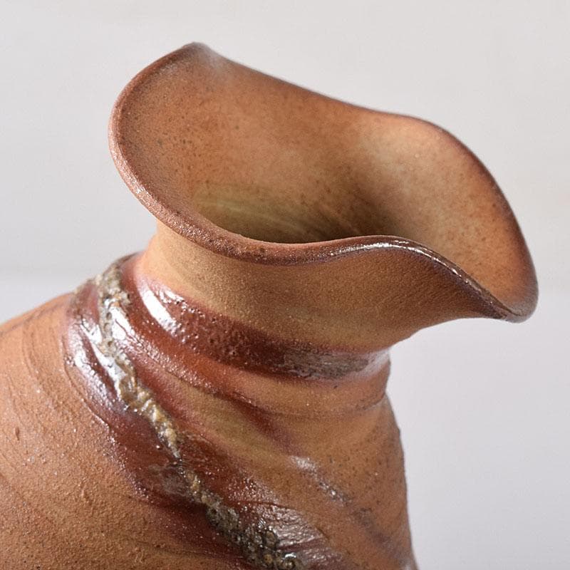 備前焼　花口徳利　在印　円能斎好み　極め時代箱　N　R8320