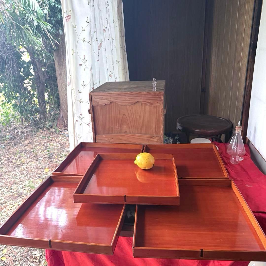 2216様感謝‼️キャラメル色‼️JAPAN 飛騨春慶塗飴色「胴張り御膳」5客