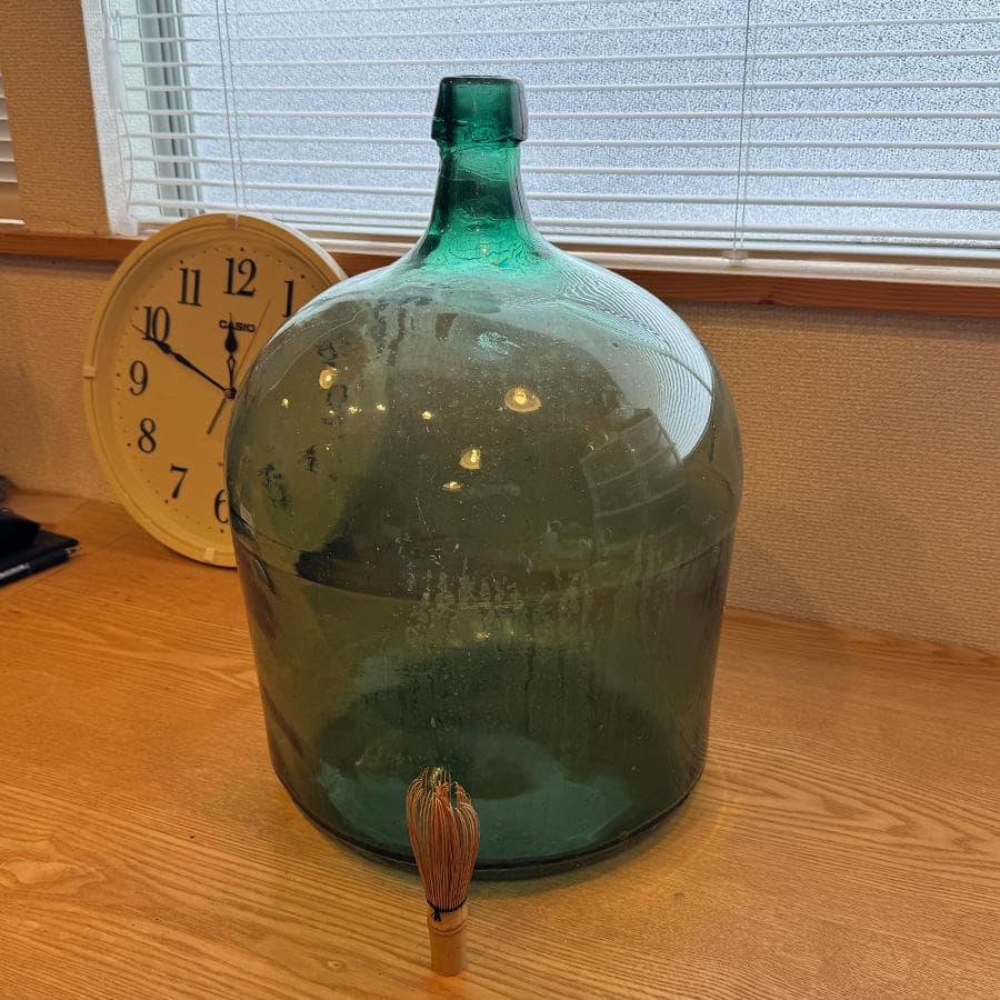 昭和レトロ 特大デミジョンボトル ガラス瓶 緑 花瓶 アンティーク 高さ