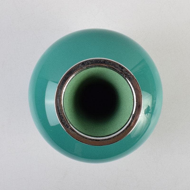 七宝焼 安藤七宝店 緑釉 花文 花瓶 合わせ箱 C R9385H