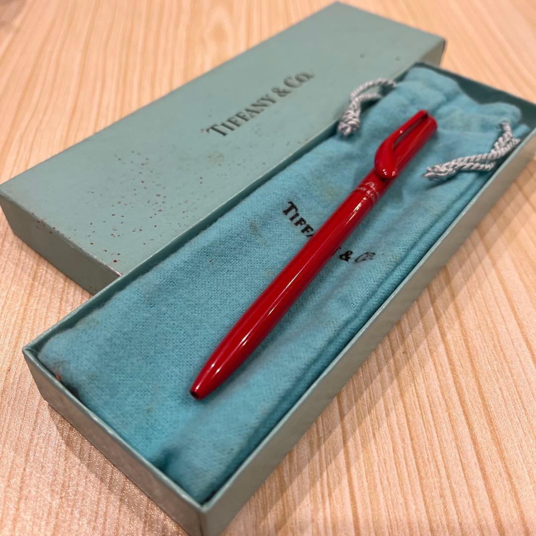 未使用品☆Tiffany & Co. 赤いボールペン 専用ケース付き - 筆記具公式