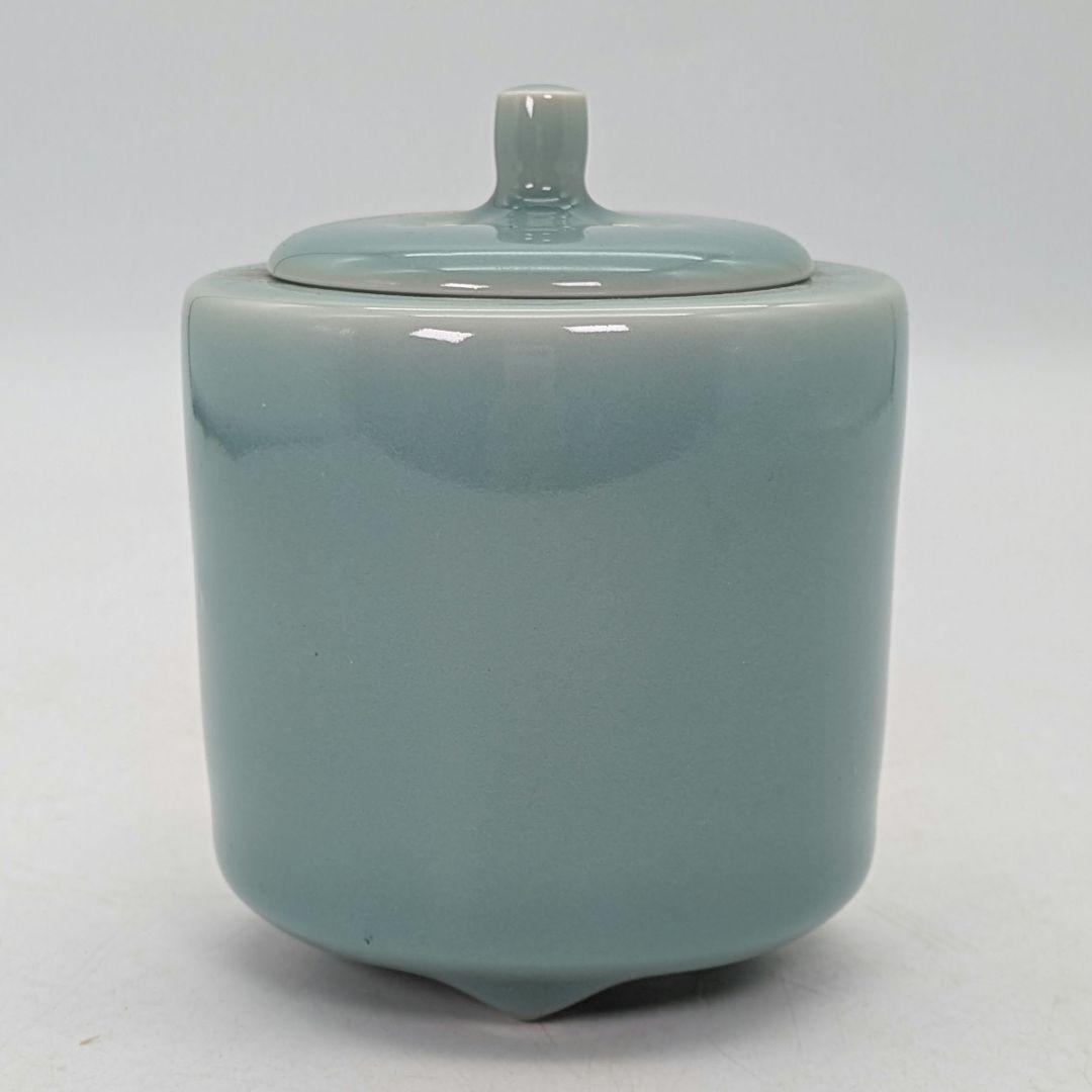 松本為佐視 青磁香炉 合箱 三足香炉 香爐 香道具 茶道具 お