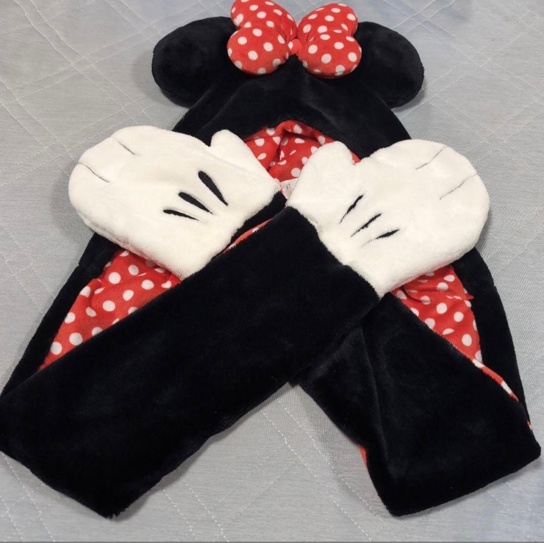 あ　ミニー　マフラーキャップ ミニー マフラーキャップ ファンキャップ ディズニー 赤 ドット