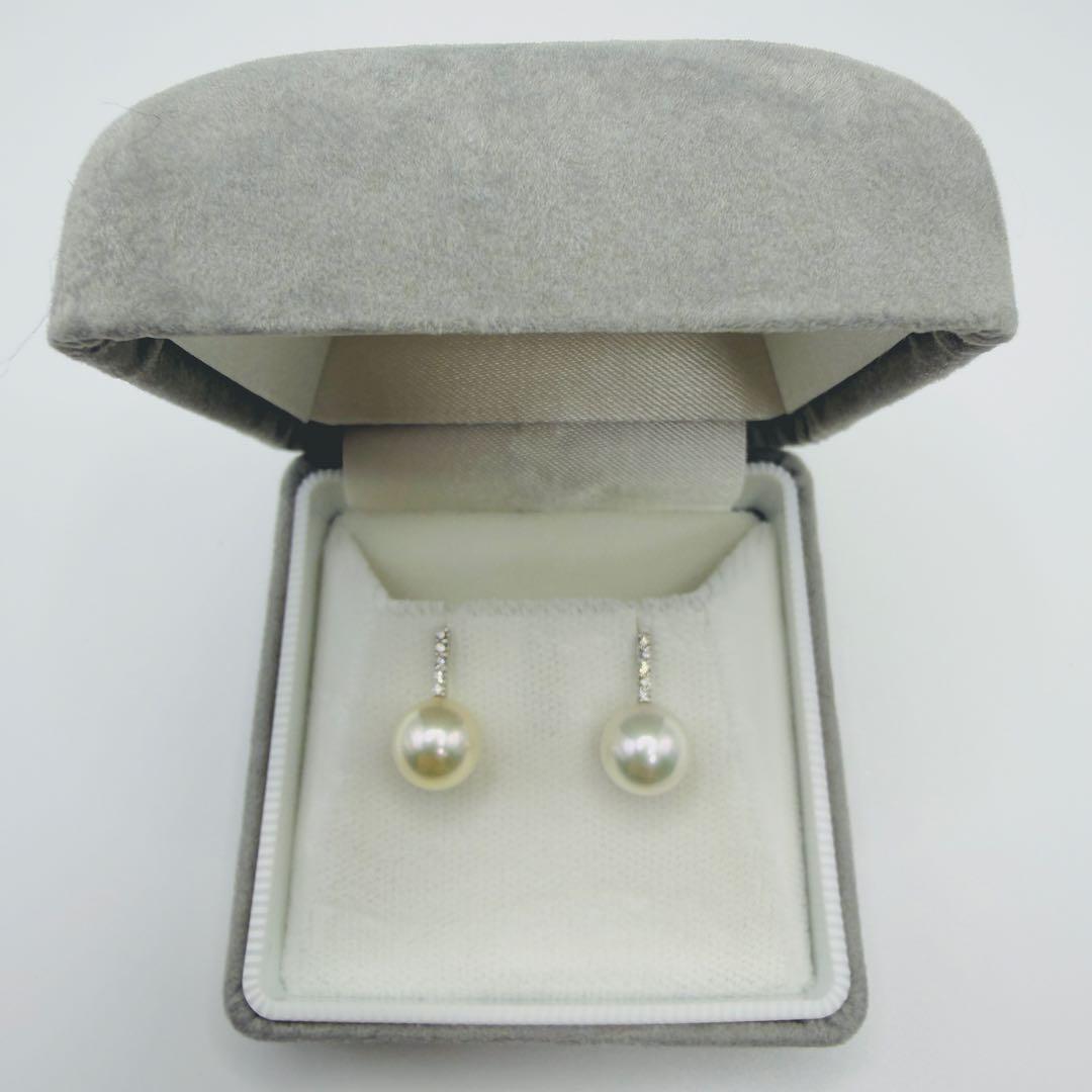 【新品】Pt900 アコヤ真珠 ピアス 8.0mm ダイヤ0.054ct伊勢志摩