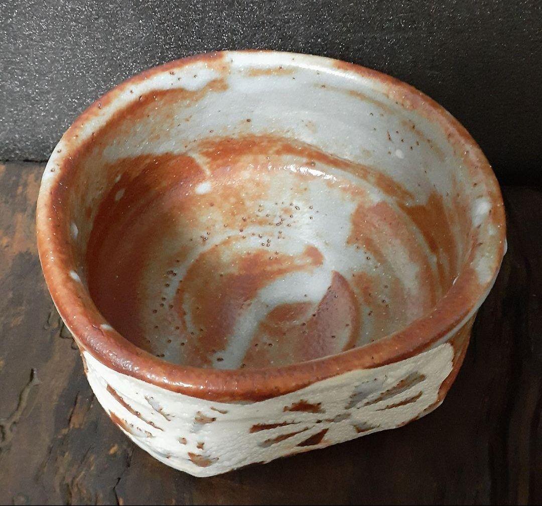 日展作家】志野焼 河合竹彦 造 鼠志野 大振り 茶碗 共箱 栞附属