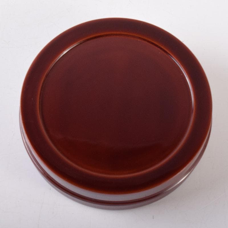 茶道具　岡本漆専堂造　留塗　菊ノ画　丸香合　八幡宗豊花押　共箱　C　R7965