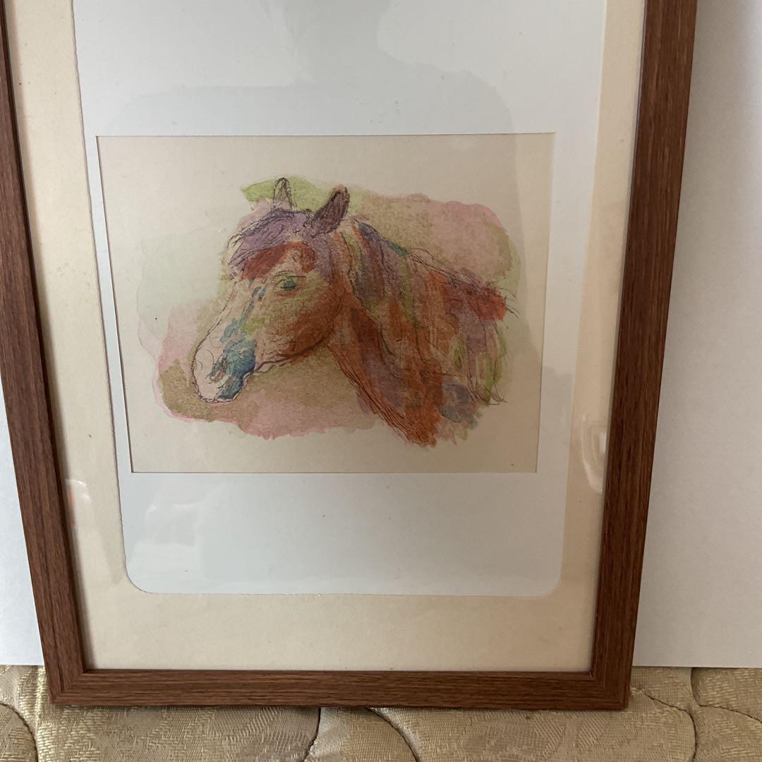 坂本繁二郎 木版 《 馬 の 首 》 1958年 制作 額装