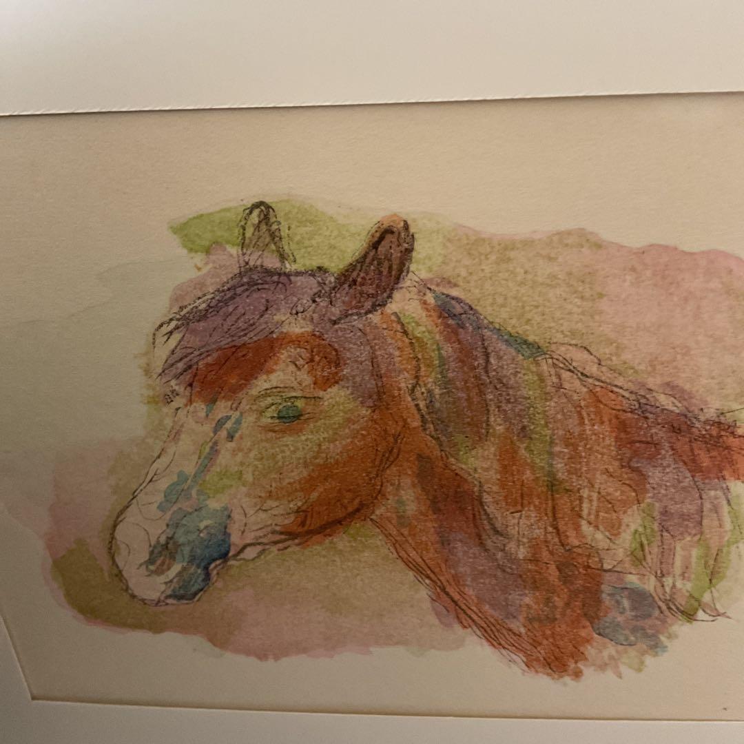 坂本繁二郎 木版 《 馬 の 首 》 1958年 制作 額装