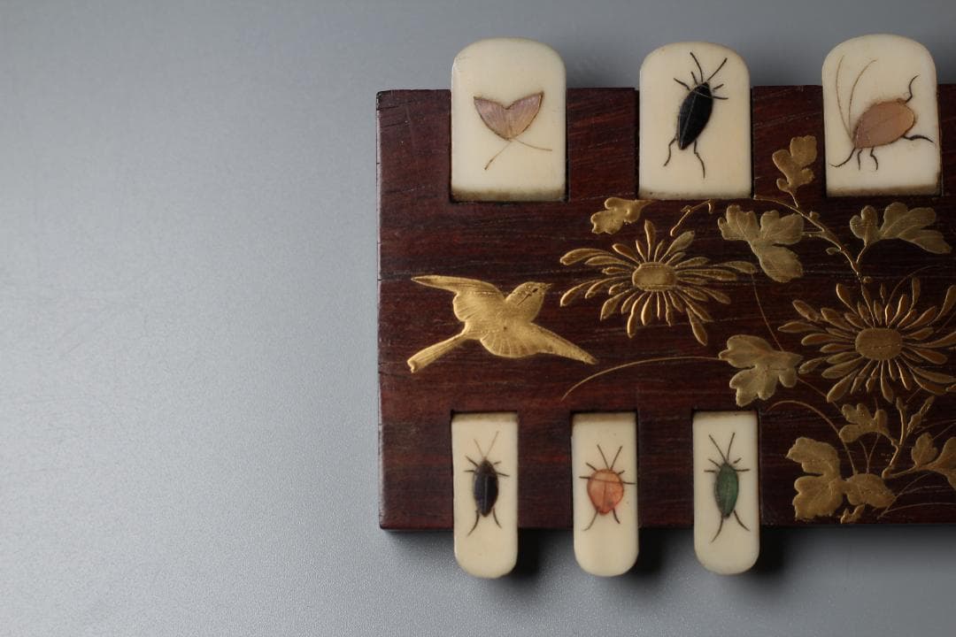 時代物 蒔絵 芝山象嵌 螺鈿細工 芝山 唐木 明治工芸 骨董品 【正一古美術】