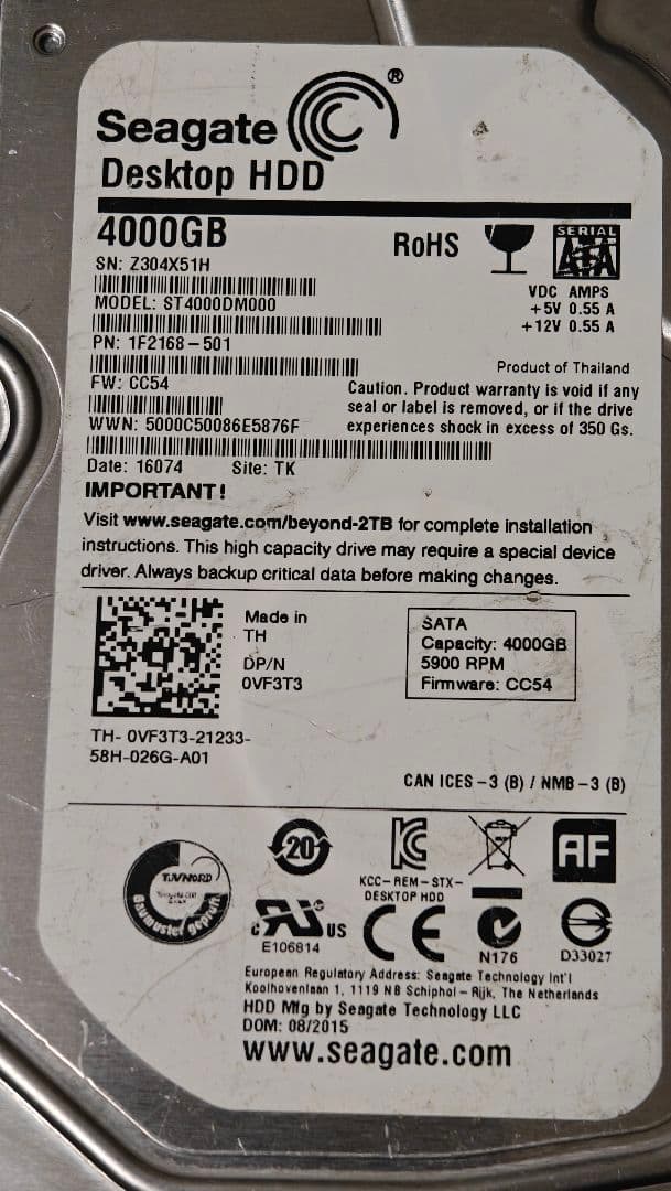 ☆中古品☆Seagate 4000GB Desktop HDD - メルカリ