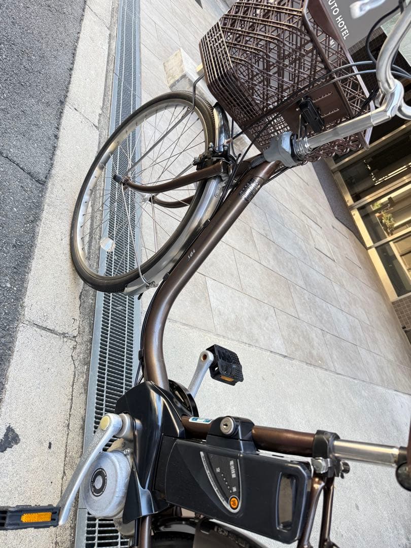 大阪府 パナソニック 電動アシスト自転車 ブラウン 前バスケット付き
