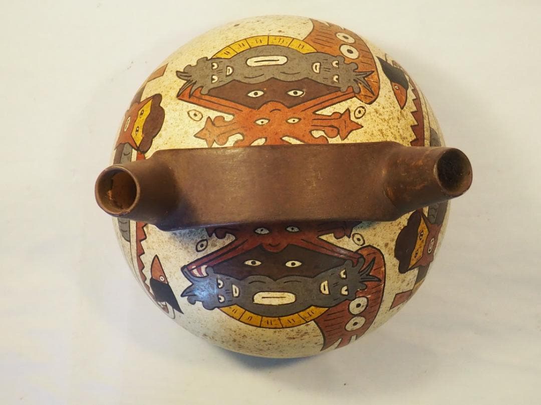 アーチ型(橋型双注口）土器 ナスカ 儀礼用 南米 ペルー 古代アンデス -KA