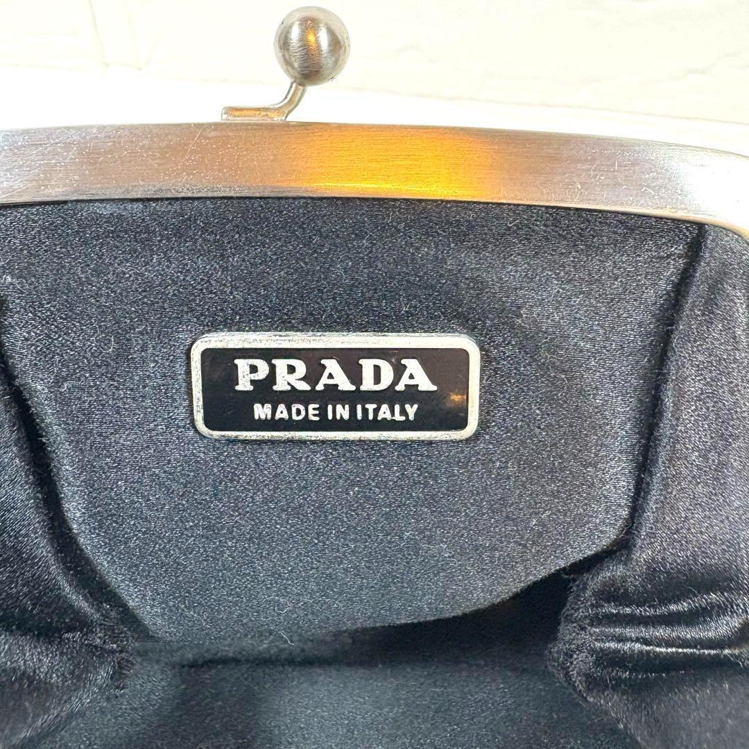 ㉔PRADA プラダ がま口 レザー ケース ブラック