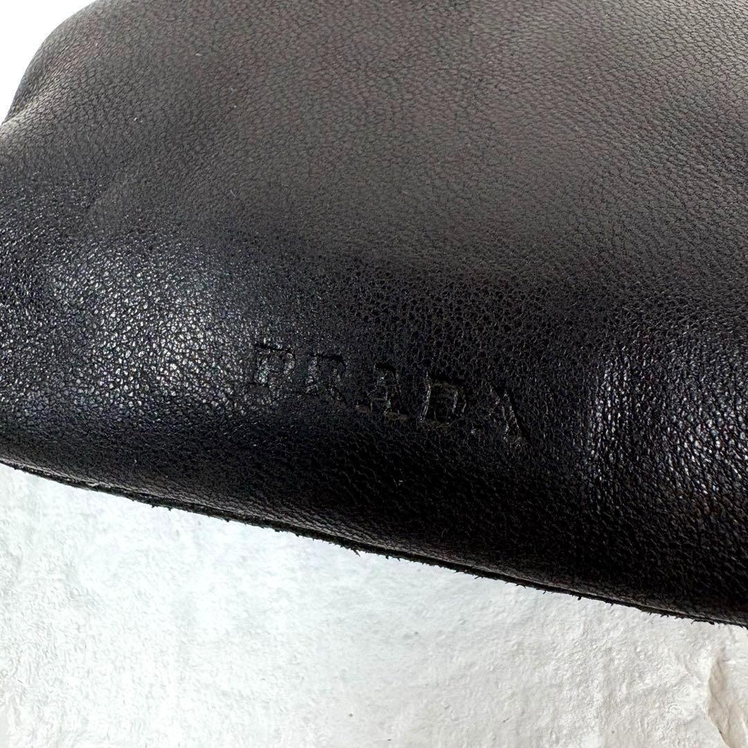 ㉔PRADA プラダ がま口 レザー ケース ブラック