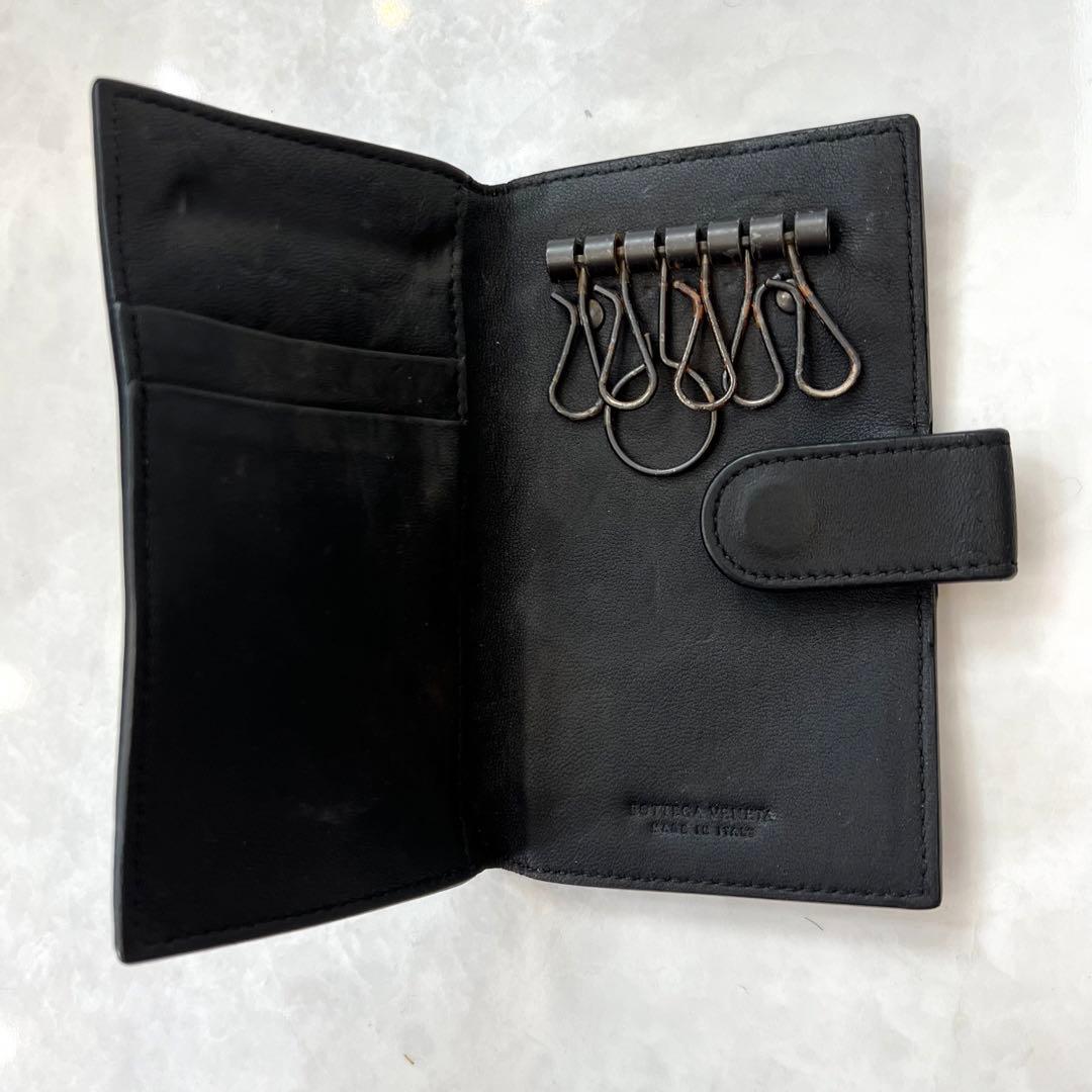 ボッテガ・ヴェネタ 黒 編み込み レザー キーケース M1096736