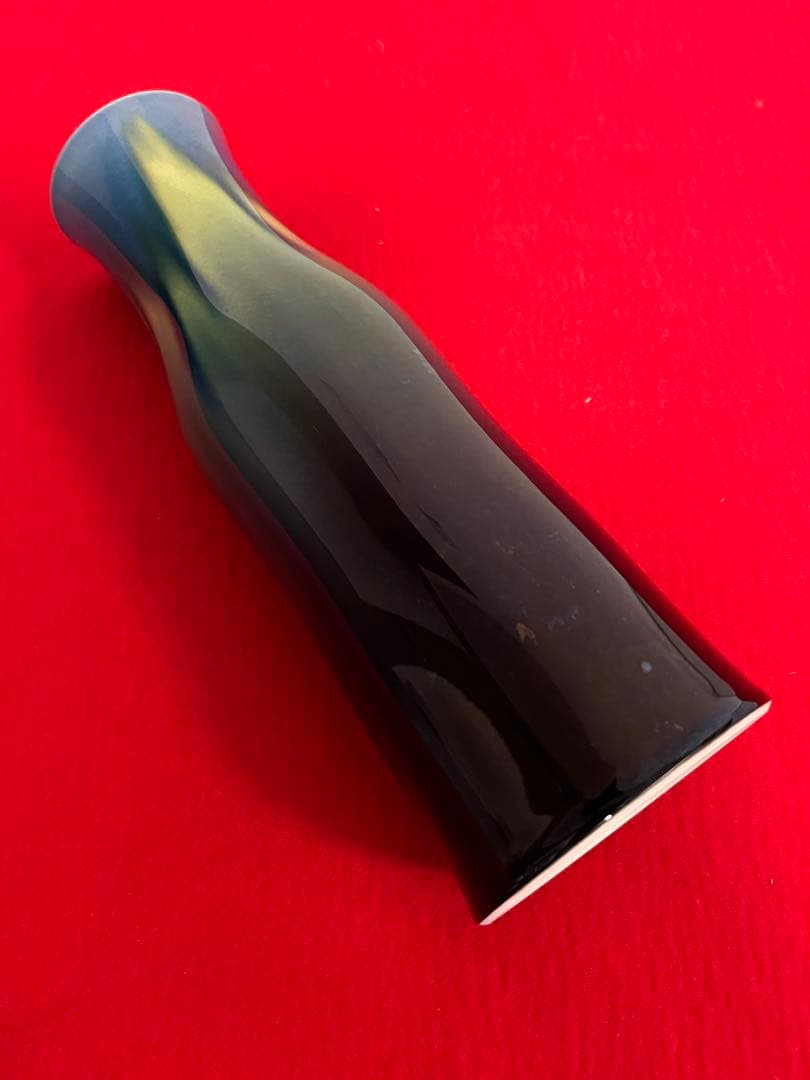 人間国宝  三代 徳田八十吉  碧明釉 花入 管理T223 共箱 共布 陶歴付