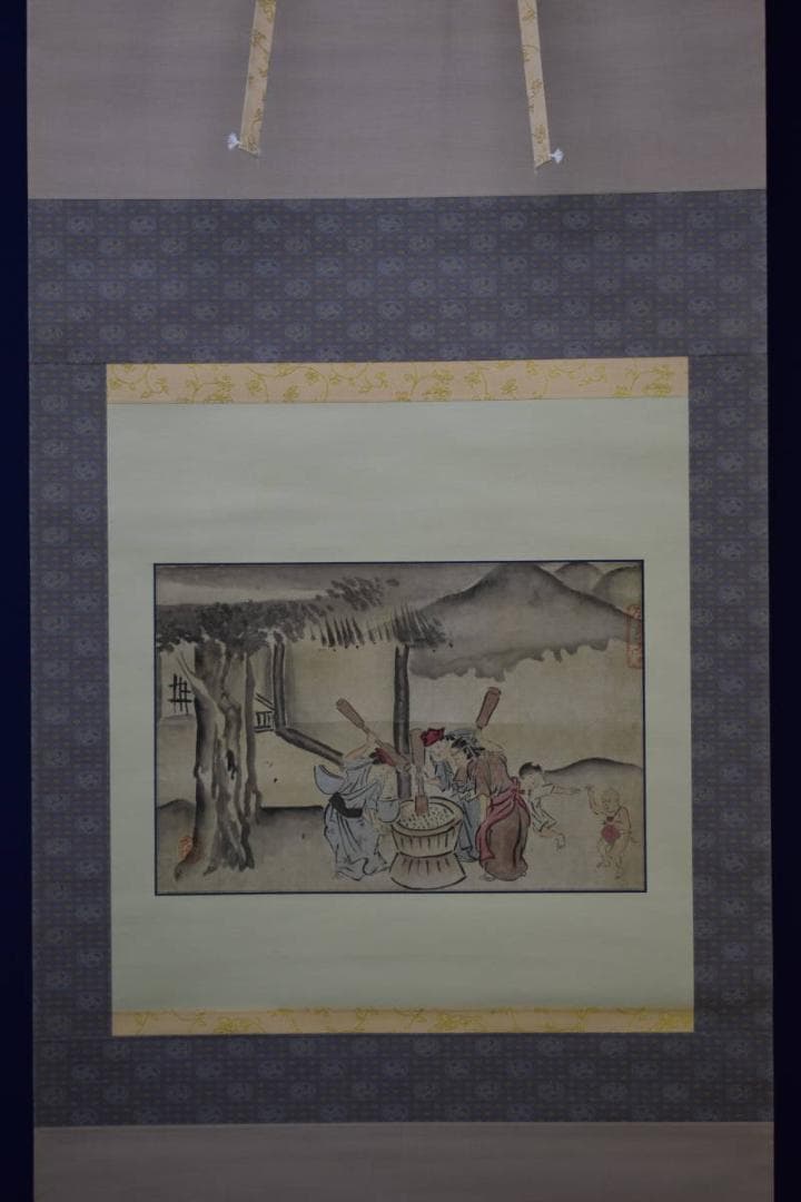 複製/渡辺崋山/味噌作り人物図/工芸/布袋屋掛軸HH-8