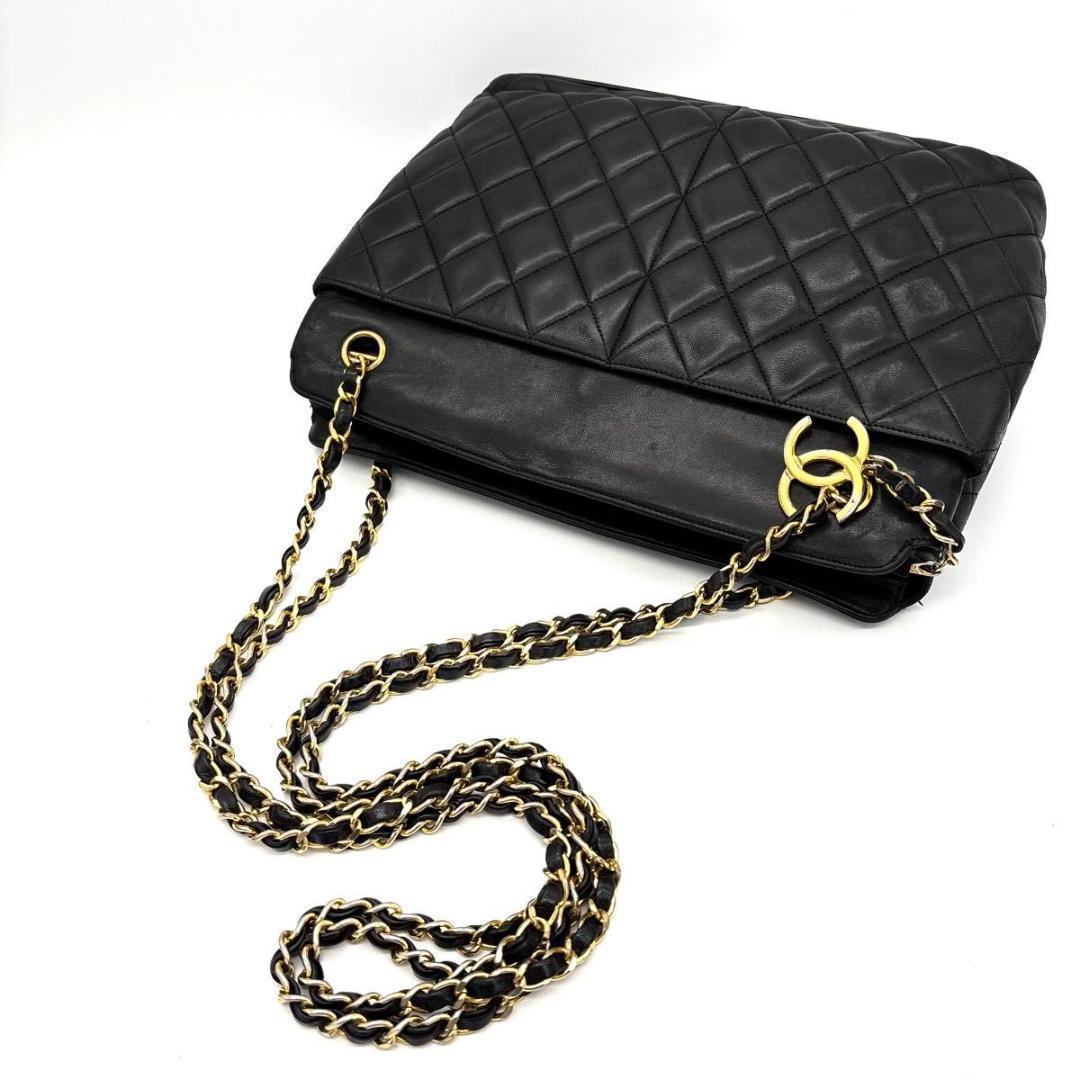 CHANEL シャネル マトラッセ チェーントート ラムスキン ココマーク 黒