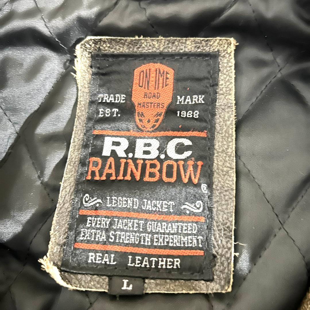 レザージャケット シングルライダース 本革 RAINBOW RBC メンズ L