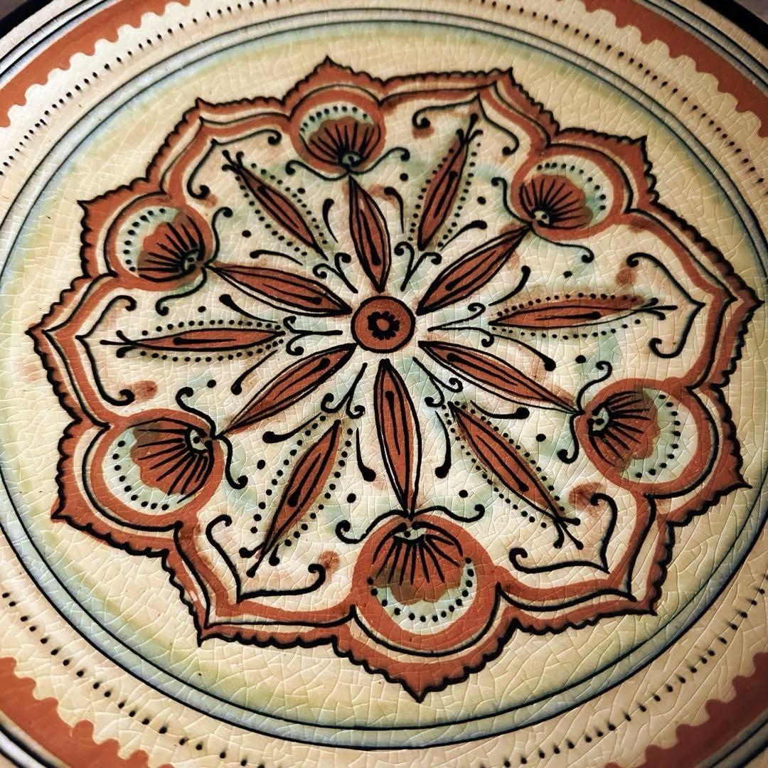 ソビエト陶器 アラベスク模様 大皿 ロシア 焼き物 工芸 陶磁器 A 希少