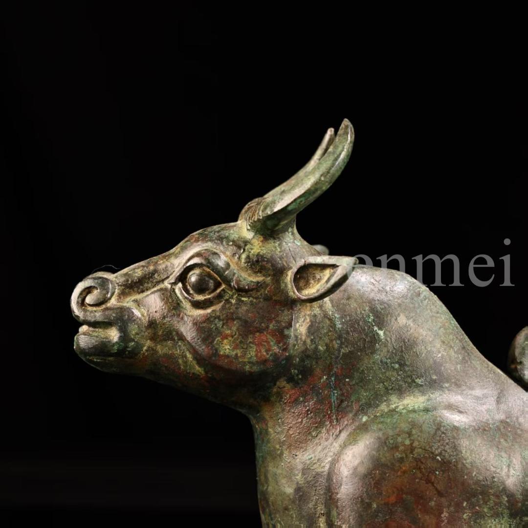 中国古美術 下鄕収集 青銅製牛尊 殷風 鏨刻高浮彫