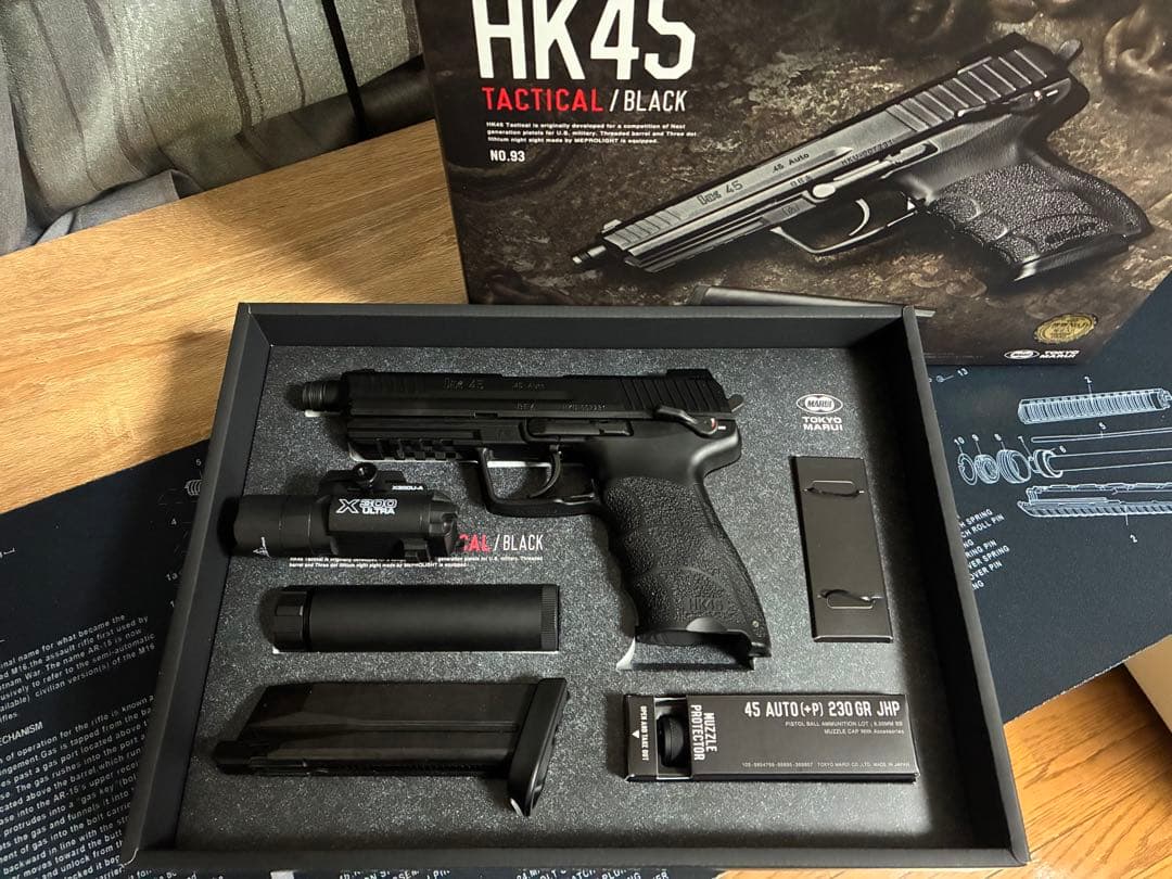 極美品 東京マルイ HK45タクティカル＋SureFire Replica