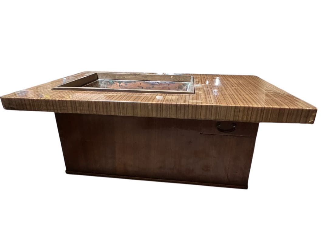 アンティーク 木製 火鉢 四角 昭和レトロ木製四角火鉢セット 炉端灰