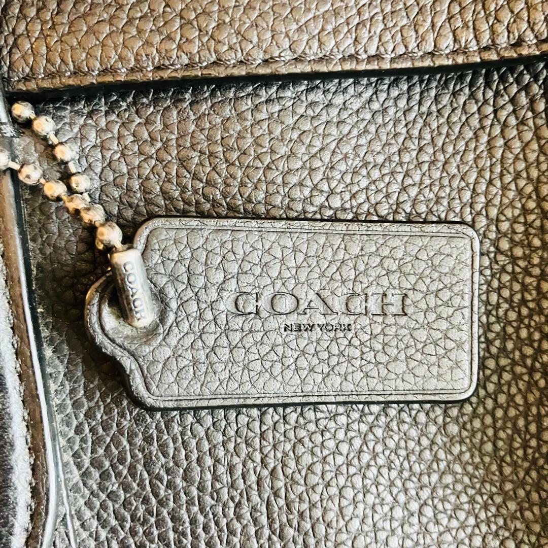 COACH ブラック ビジネスレザー バッグ　美品　定価10万円超　格安出品