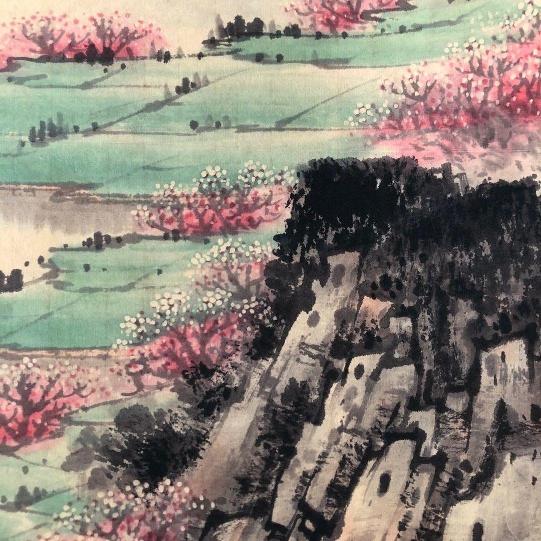 中国水墨画 掛け軸 宋文治 江南春色 中堂掛け軸 装裱済み／鑑賞用／山水画