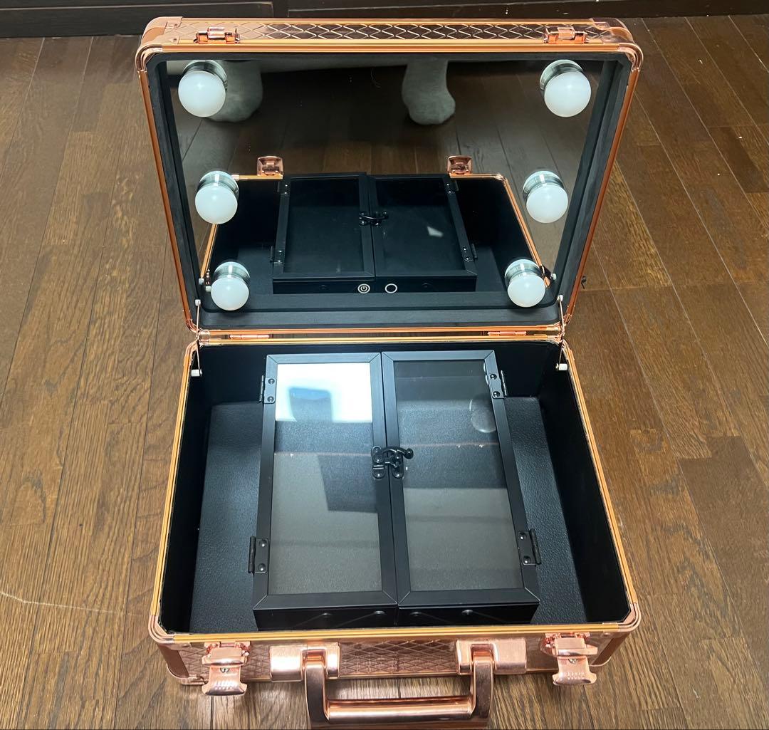 ローズゴールド メイクアップボックス LEDライト付き