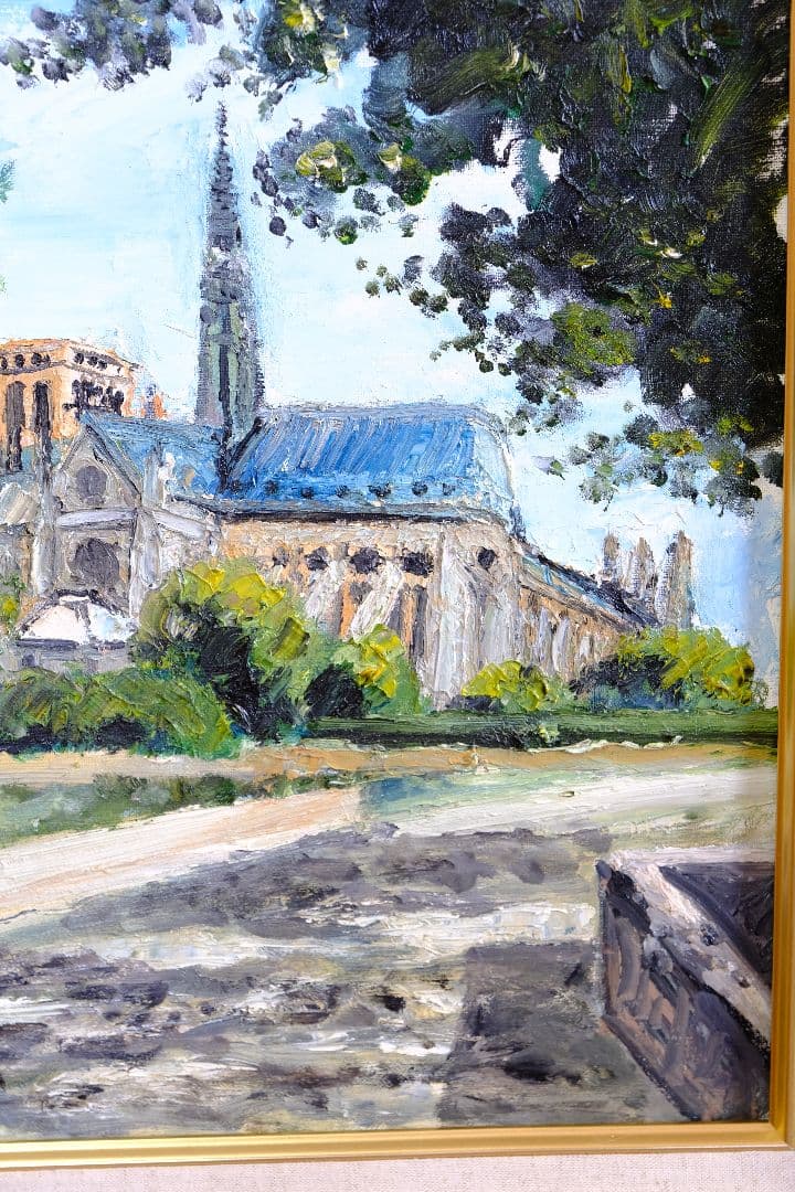 大聖堂の木陰 油絵 F6号 額縁付き