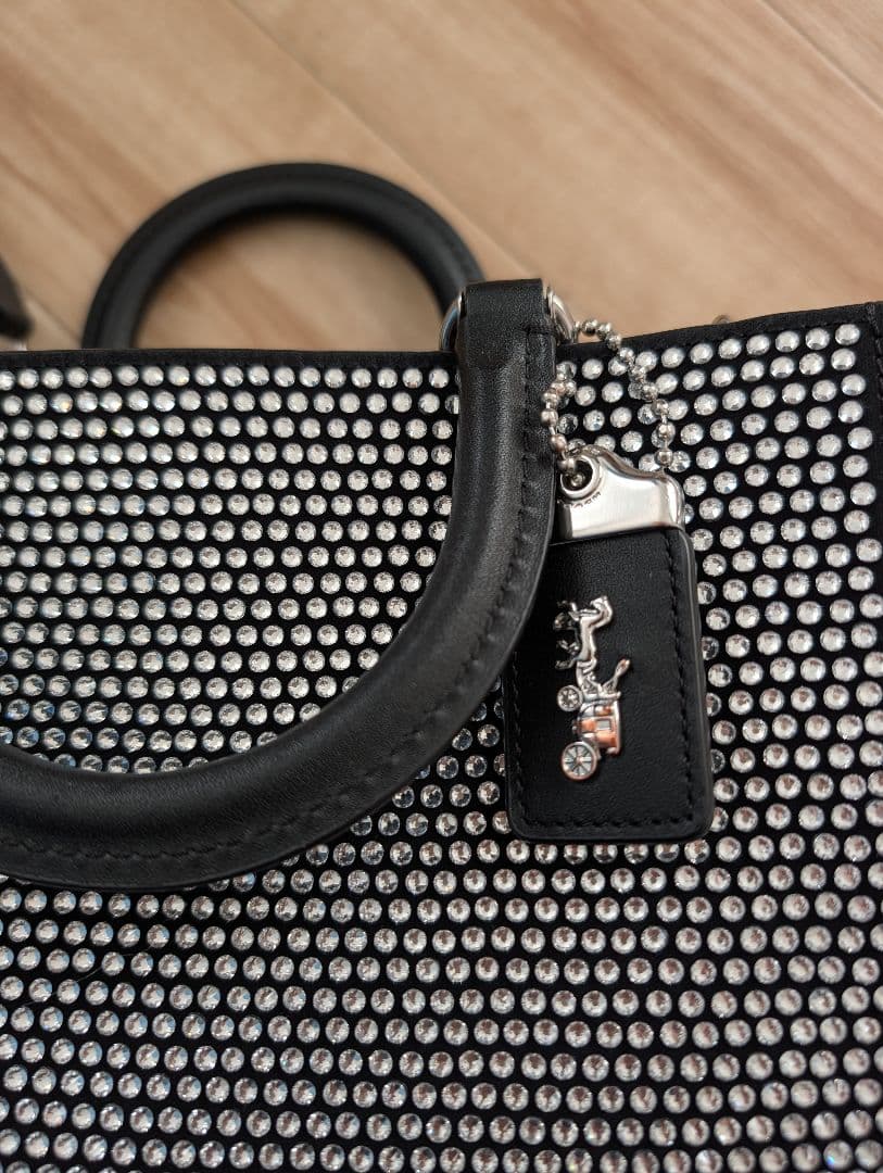 美品 COACH スタッズ 2WAY ハンドバッグ 黒