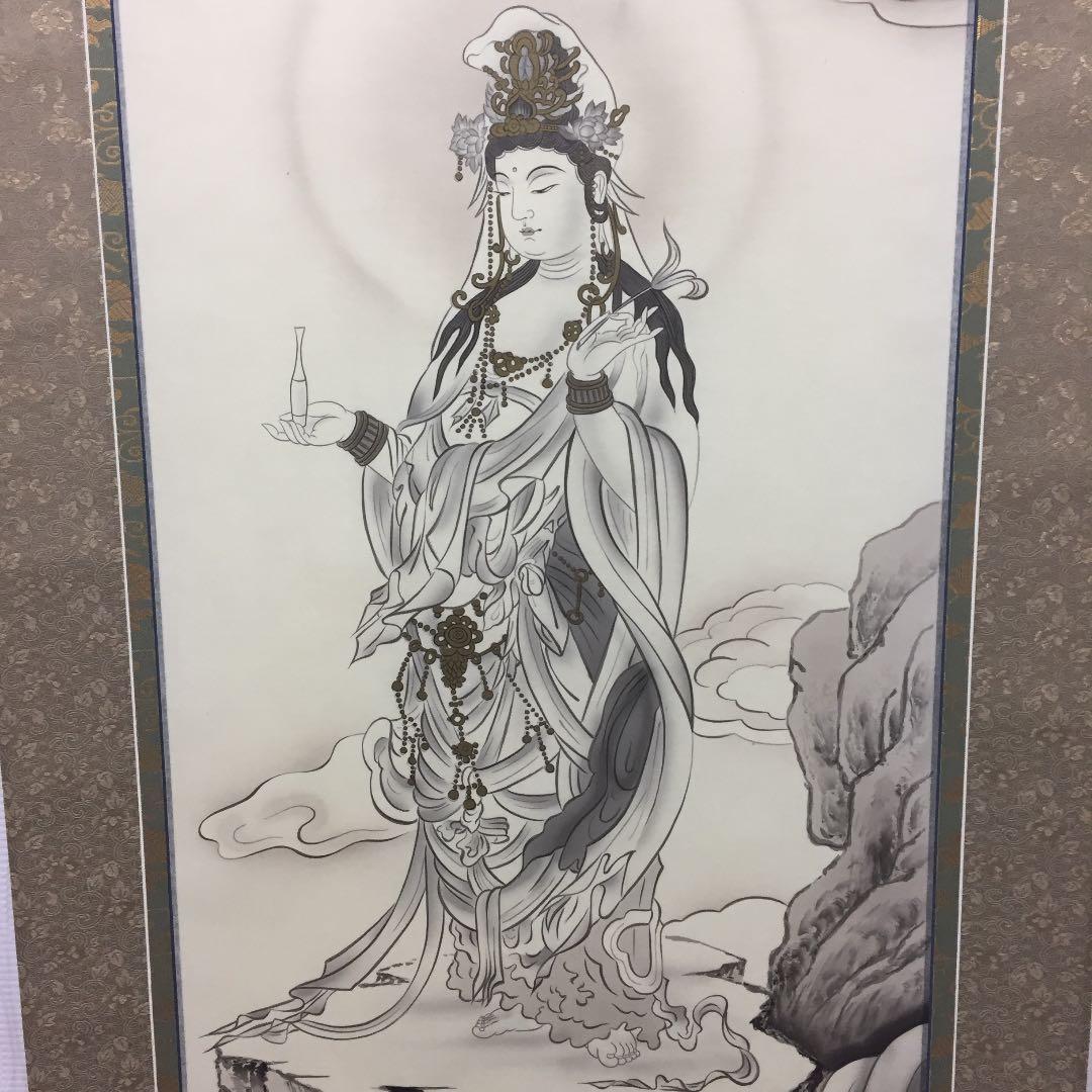 掛け軸 墨観音 桐箱付き