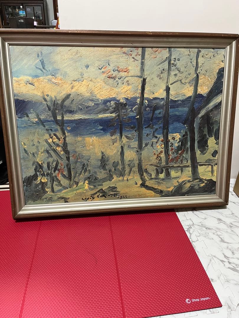 ロヴィス・コリント 複製画 「ヴァルヒェン湖の復活祭」 額装付き