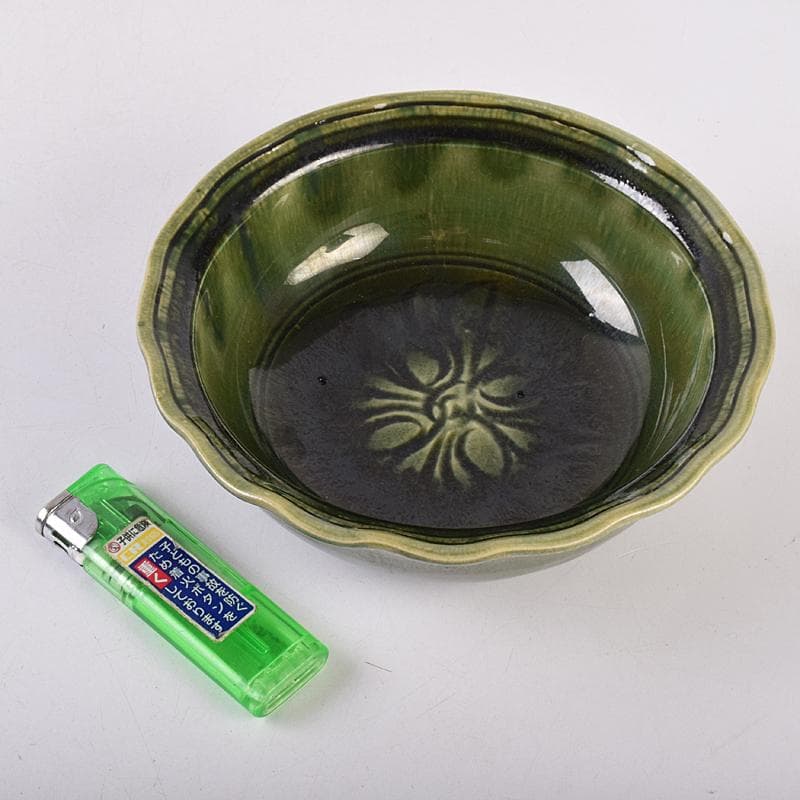 北大路魯山人作 織部焼 輪花小鉢 五客 共布 黒田陶々庵極め箱