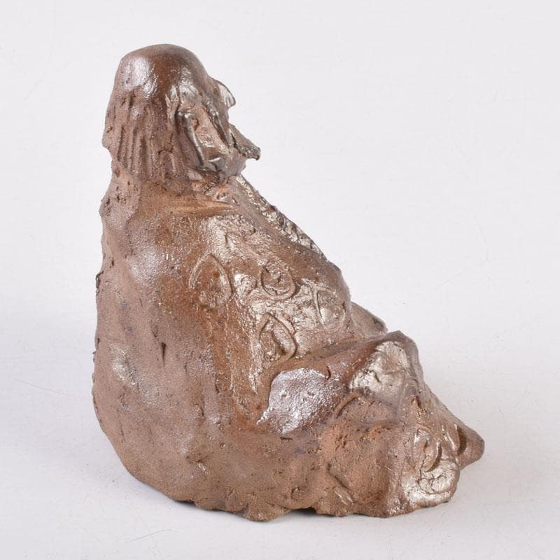 信楽焼 達磨像 置物 在銘 共箱 C 8472