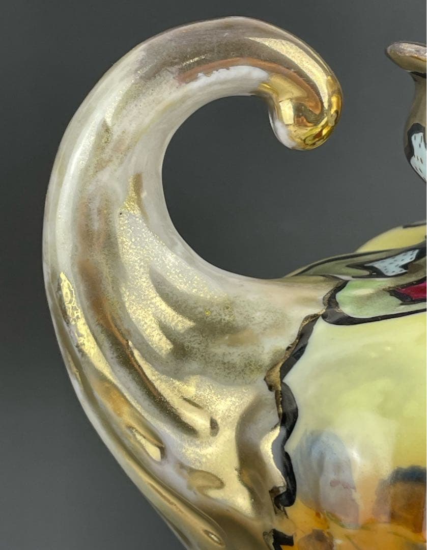 大型】オールドノリタケ 28．7cm 薔薇紋花瓶 金彩 金盛り マッスル