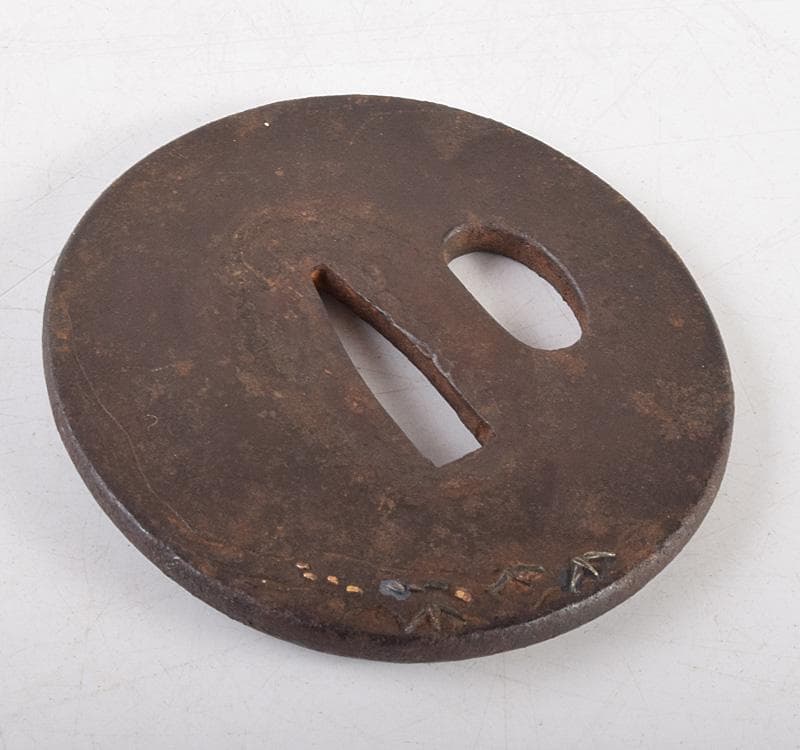 武具　刀装具　古鉄金銀象嵌　鍔　V　R4872