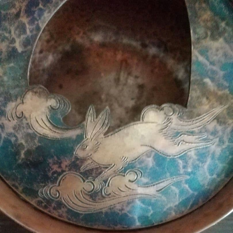 逸品　玉川堂　鎚起銅器　兎図紋　香炉　花活け　灰皿　和骨董　アンティーク